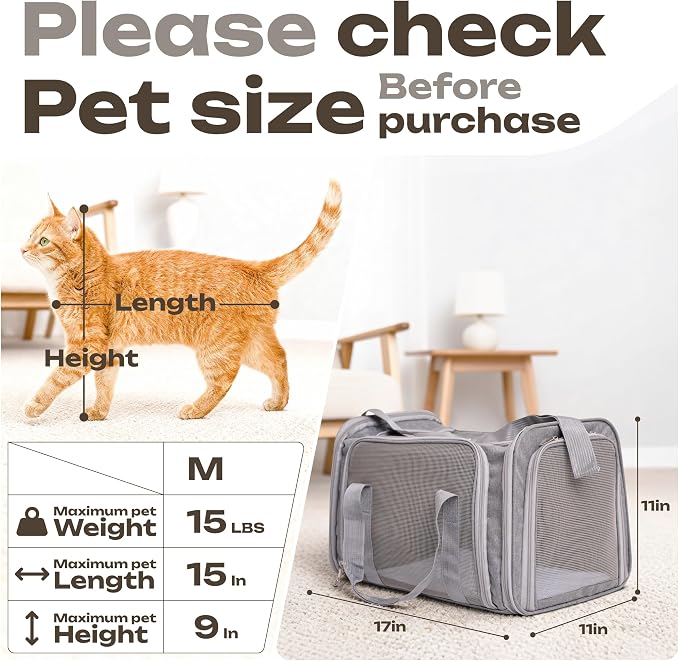 Pet Carrier for Cats, Guinea Pigs – Airline Approved Soft-Sided Travel Bag - Image 2