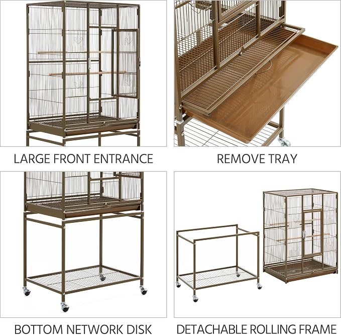 Topeakmart 53.5inch Large Bird Cage Metal Mobile Parrot Cage - Image 5