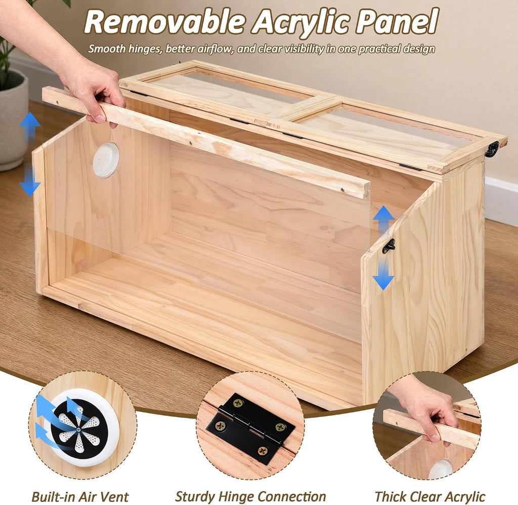 32" Large Wooden Hamster Cage with Acrylic Panel - GlobalHabitat Supply