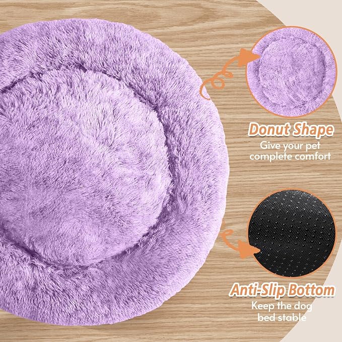 JOLLYVOGUE Calming Dog Bed Medium Size Dog, Anti-Anxiety Donut Medium Pet Bed - Image 3