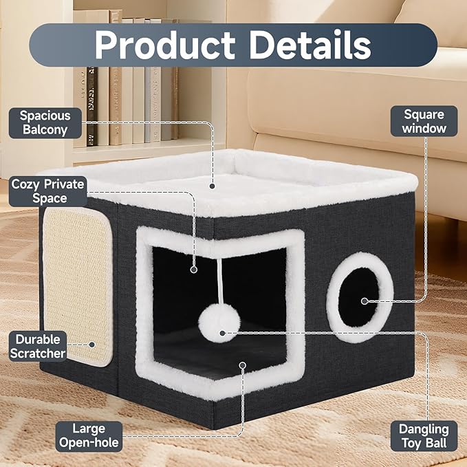 Shikha Cat Beds for Indoor Cats, Large Cat Cave - Image 7