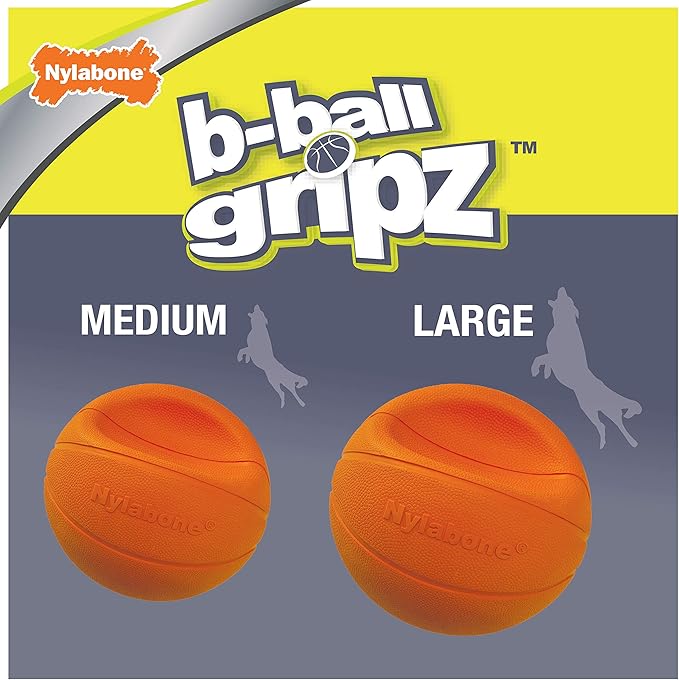 Nylabone Power Play Gripz Felt Basketball Rubber Fetch Toy, Squeaky Ball - Image 5