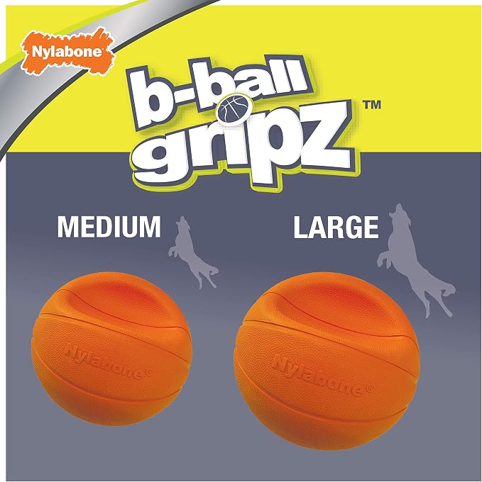 Nylabone Power Play Gripz Felt Basketball Rubber Fetch Toy, Squeaky Ball - Image 5