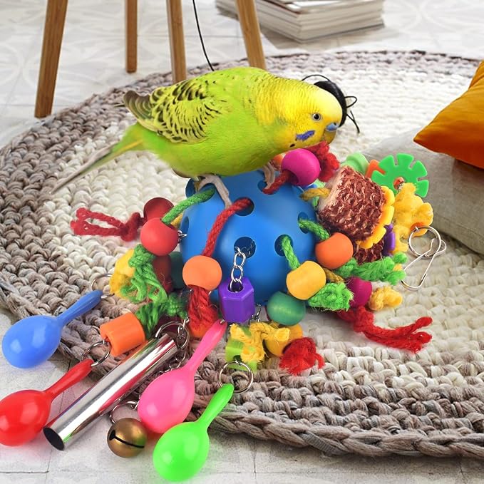KATUMO Parrot Toys, Parakeet Foraging Shredder Hanging Toys Bird Ball Treats - Image 5