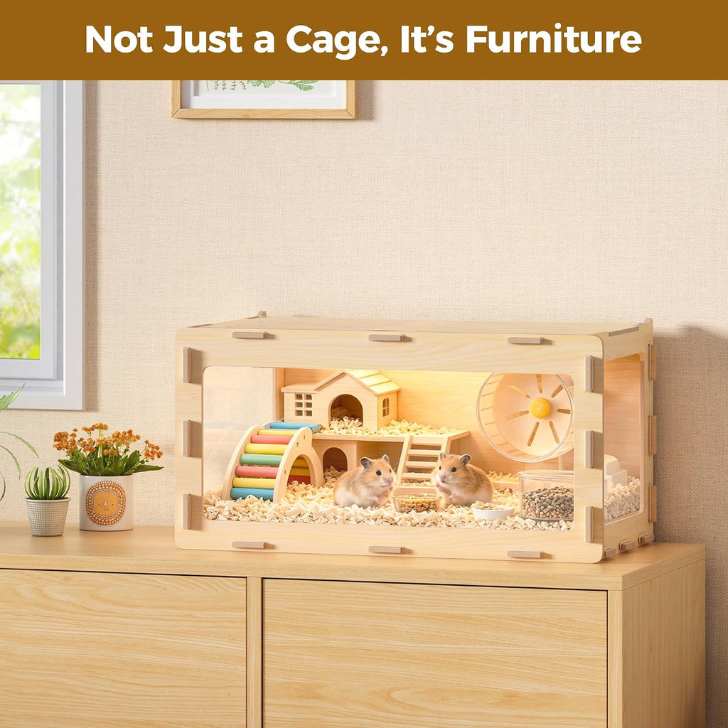 COZIWOW Wooden Hamster Cage, 32x16x16 Inch - GlobalHabitat Supply
