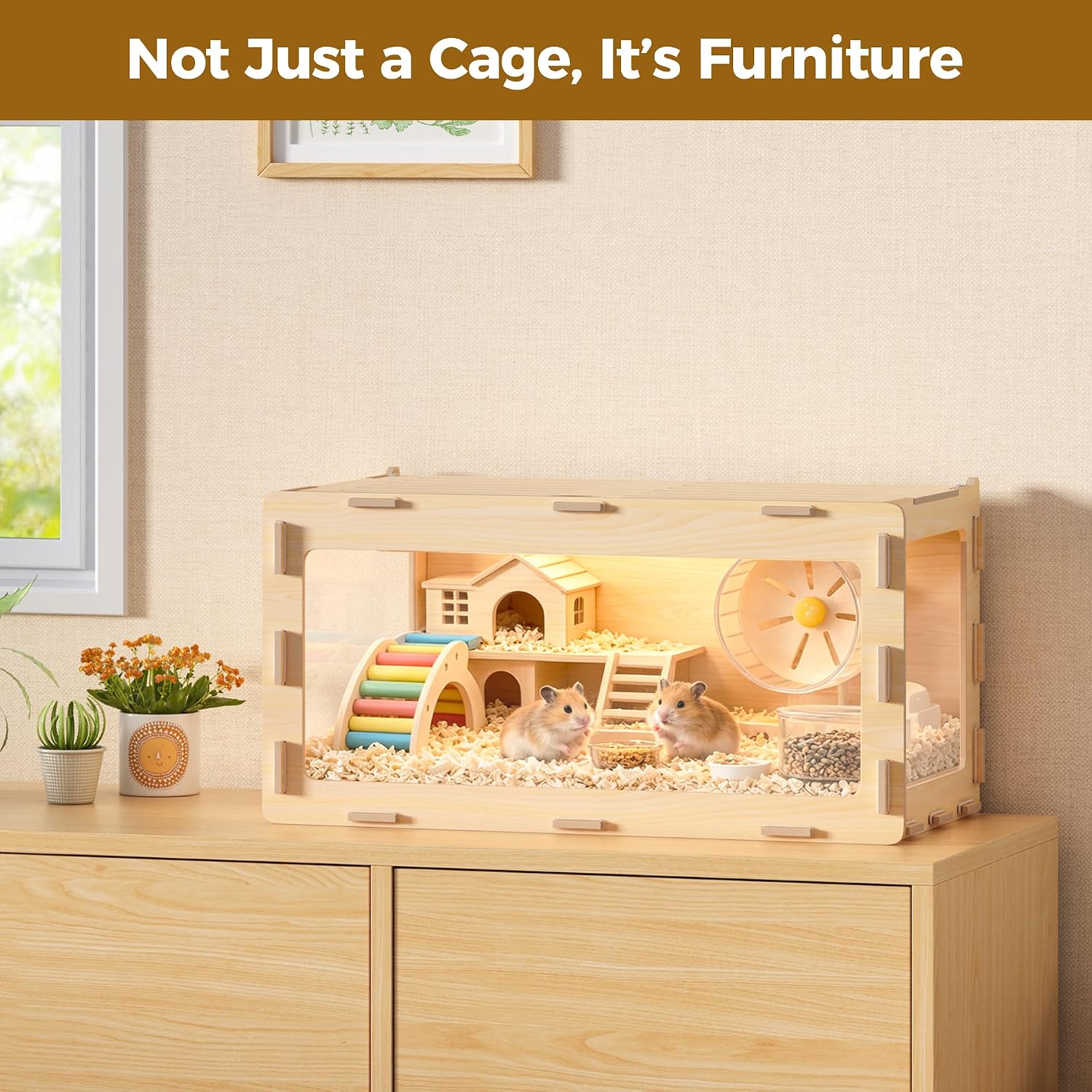 COZIWOW Wooden Hamster Cage, 32x16x16 Inch - GlobalHabitat Supply