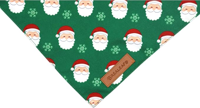 Realeaf Christmas Dog Bandanas 2 Pack, Snowflake and Santa Claus Dog Scarf - Image 4