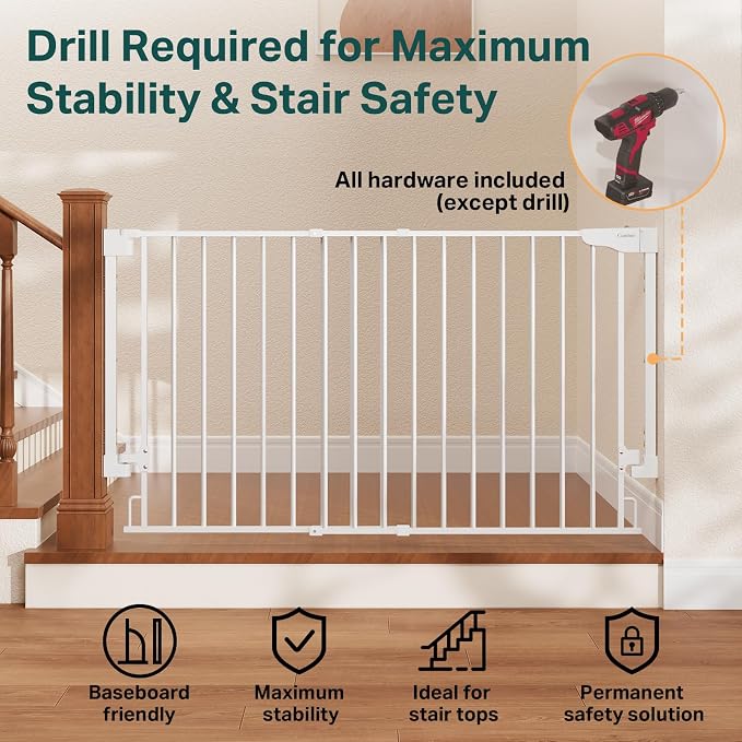 Cumbor 35.1-55" Wide No Bottom Bar Baby Gate - Image 4