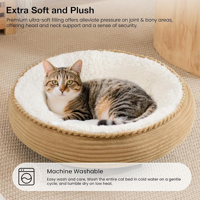 Love's cabin Round Donut Cat and Dog Cushion Bed, 20in Pet Bed - Image 7