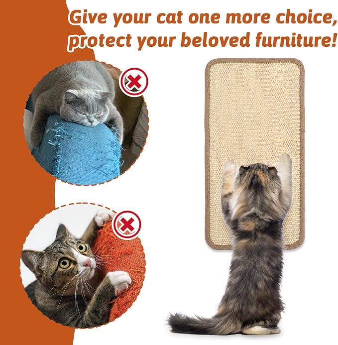 4 Pack Cat Scratcher Mat, 15.7x7.8 Inch Sisal Scratching Pad - Image 5