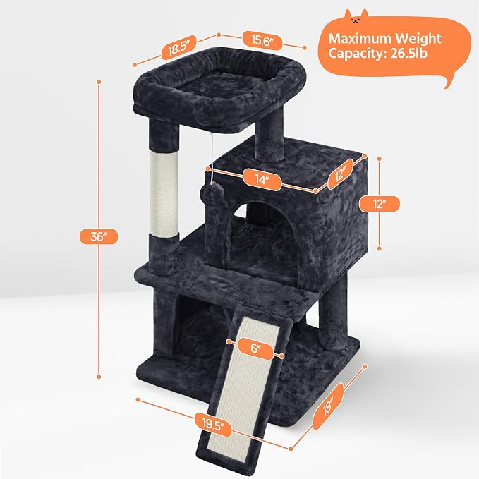Yaheetech Cat Tree for Indoor Pets, 36in Tower Condo w/Extra Large Perch - Image 9