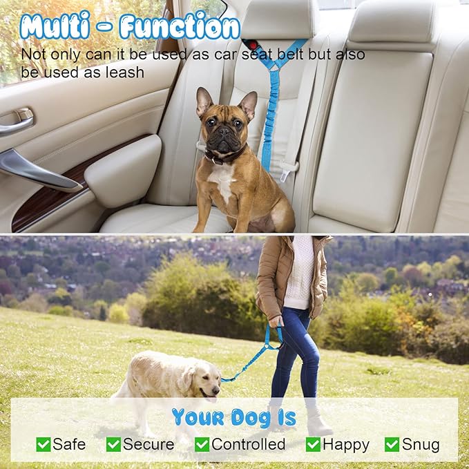 BWOGUE Pet Dog Cat Seat Belts, Car Headrest Restraint Adjustable Safety Leads - Image 6