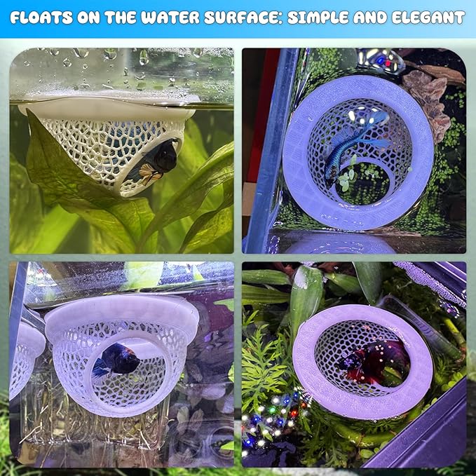 Blue Floating Betta Hide & Shrimp Cave: 3-in-1 Aquarium Hammock, Feeder & - Image 8