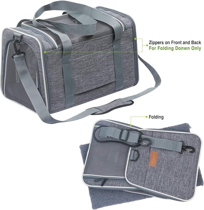 Cat Carrier - Soft-Sided Dog Pet Carrier, Portable Foldable Pet Bag up to 28 Lbs - Image 7