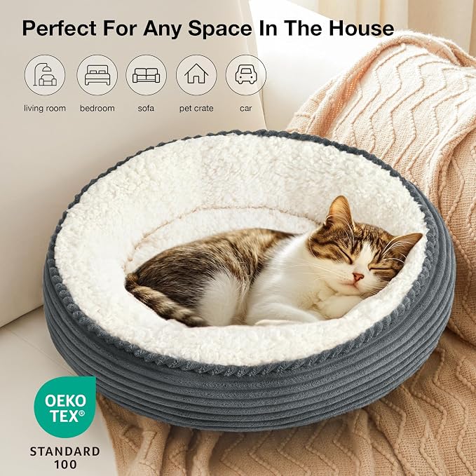 Love's cabin Round Donut Cat and Dog Cushion Bed, 20in Pet Bed - Image 5