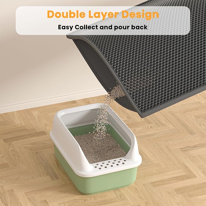 Pieviev 2 Packs Cat Litter Mat Double Layer Waterproof Urine Proof Trapping Mat - Image 2