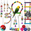 Hamiledyi Bird Parrot Swing Chewing Toy Set 15PCS Wooden Hanging Bell by Hamiledyi
