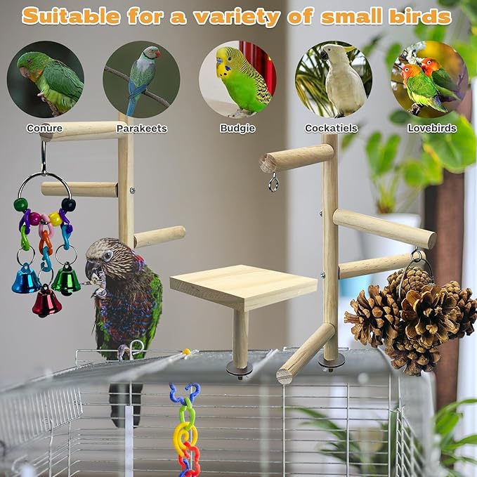 PINVNBY 3 PCS Wooden Small Bird Playground - Image 10