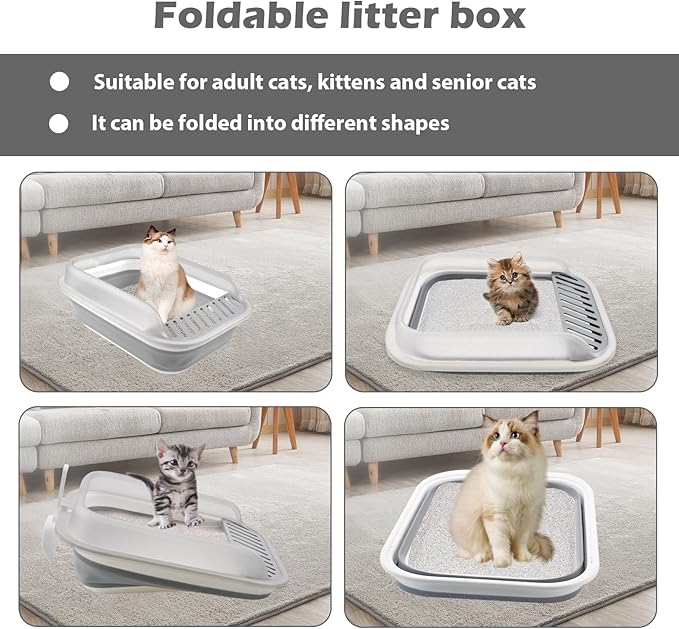 kathson Collapsible Litter Box for Kittens, Low Entry Senior Cat Litter Box - Image 2