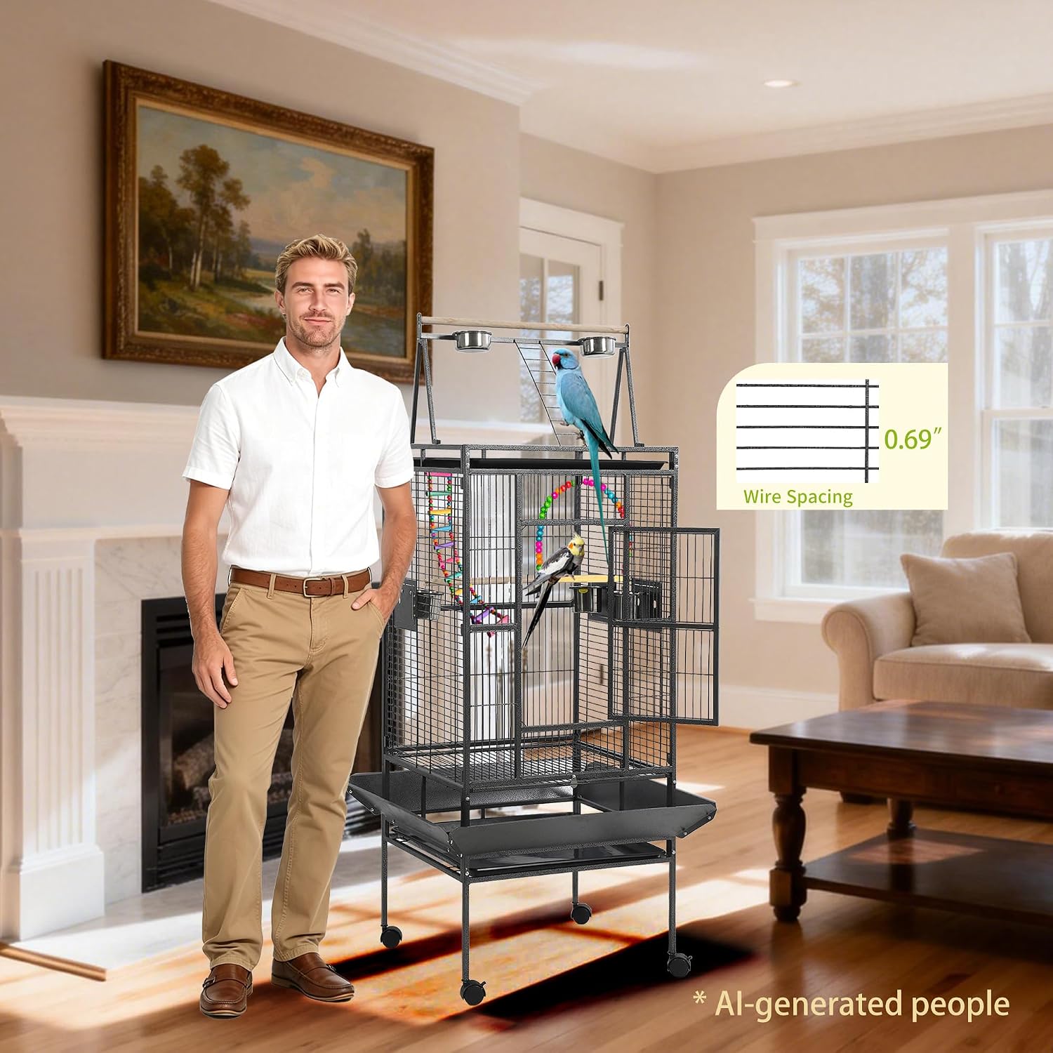 68 Inch Large Bird Cage with Playtop and Stand - GlobalHabitat Supply