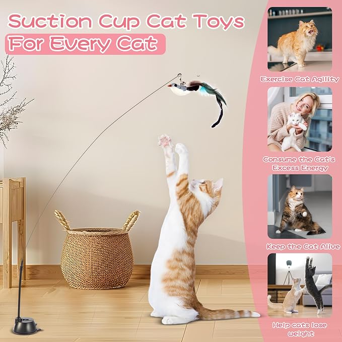 Interactive Bird Simulation Cat Toy Set, Cat Wand Toys, Wand Self-Holding - Image 2