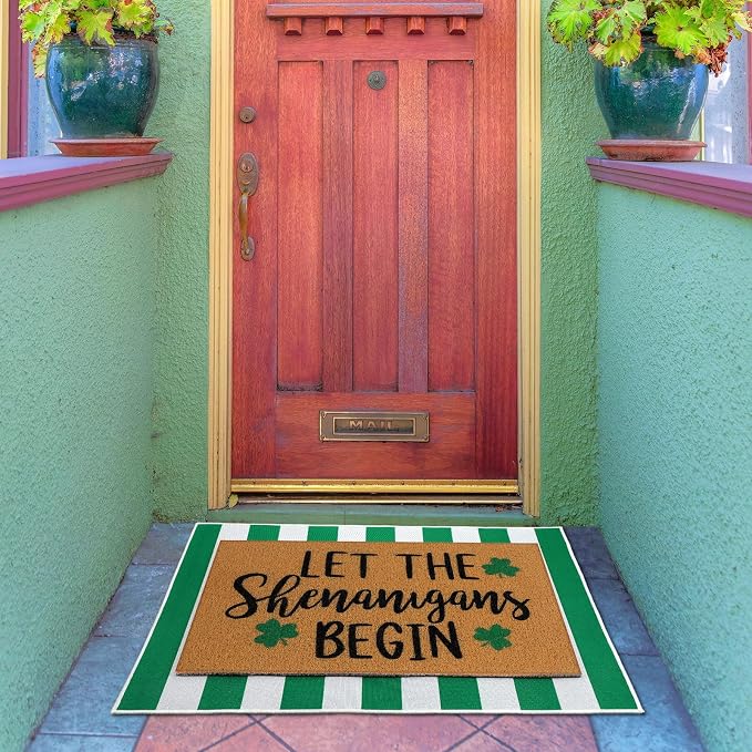 Tinideya 2 Pcs Irish Festival Door Mat Fest Welcome Non Slip Coir Mats - Image 6