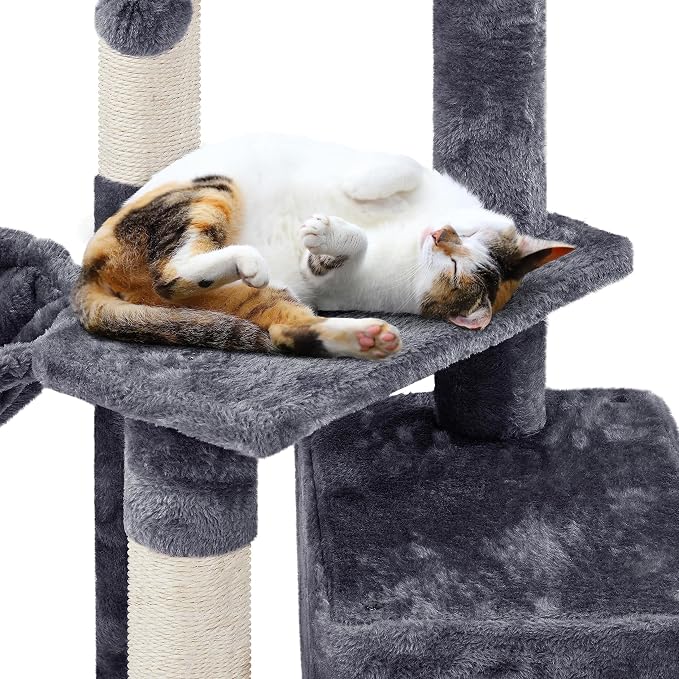 Topeakmart Cat Tree Cat Tower for Indoor Cats, 34.5in Cute Cat Tree Activity - Image 4