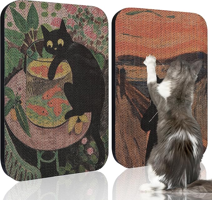 2 Packs Art Cat Wall-Mountable Scratching Board 16.7x11x1 Inch Cat Wall Scratch by LESISSMER