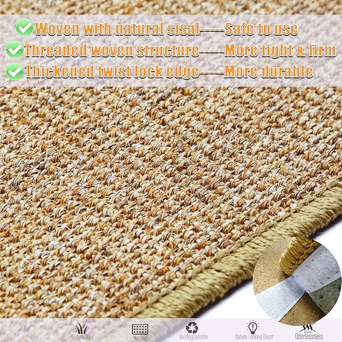 Cat Scratcher Mat, 23.6 x 15.7inch, Natural Sisal Cat Scratchers - Image 3