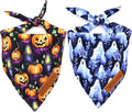 Realeaf Halloween Dog Bandanas 2 Pack, Pumpkins and Ghosts Pet Scarf by Realeaf