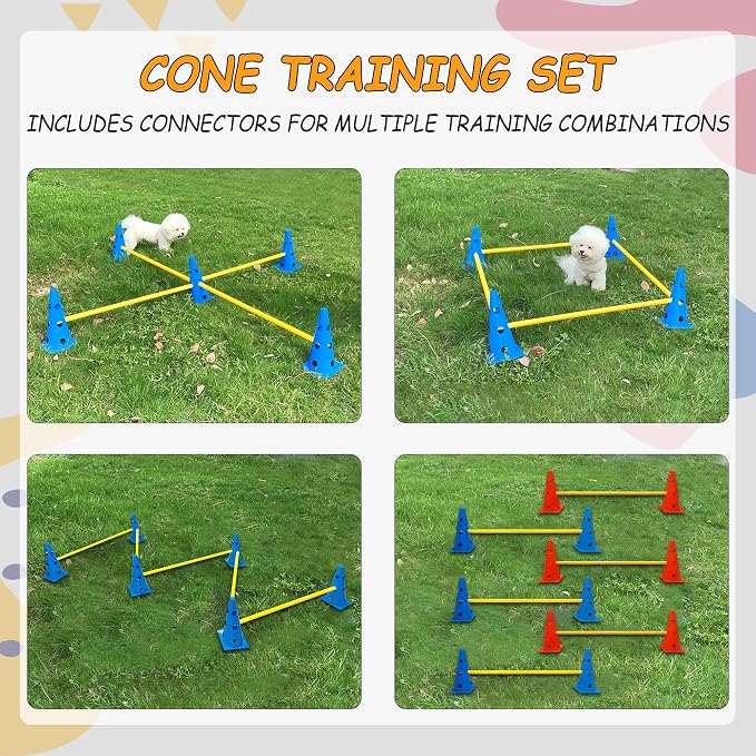 Dog Agility Hurdle Cone Set, Dog Agility Set Include 12 Agility Cones 6 Agility - Image 2