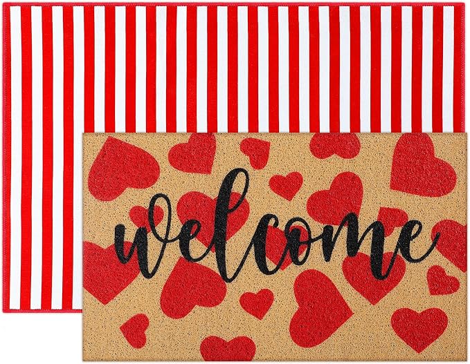 Tinideya 2 Pcs Door Mat Welcome Non Slip Coir Mats Floor Layering Doormats - Image 7