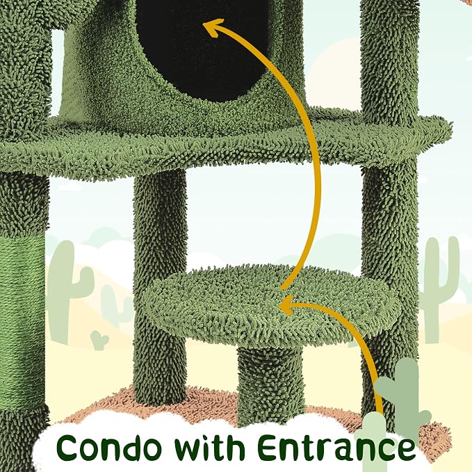 Yaheetech Cactus Cat Tree, 53.5in Cat Tower - Image 8