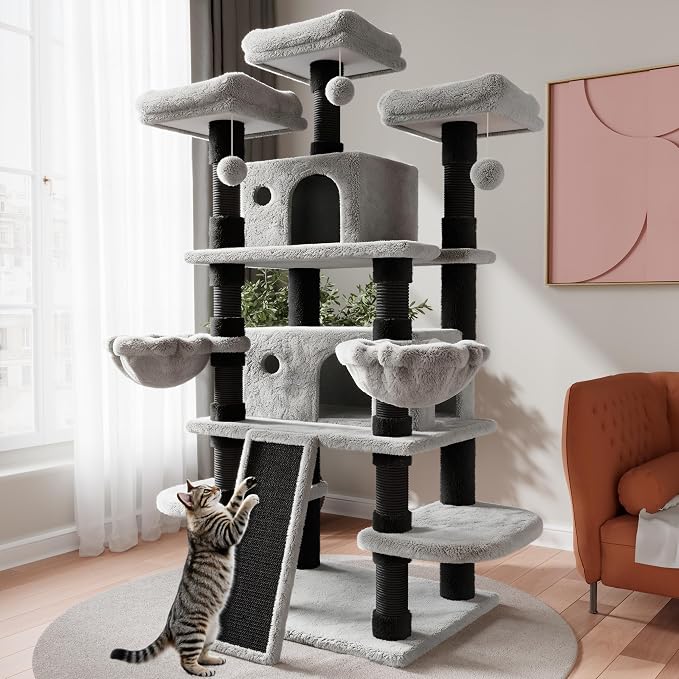 SHA CERLIN 68 Inches Multi-Level Large Cat Tree by SHACERLIN
