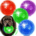 4 Pack 4.5" Light Up Squeaky Dog Balls, Spiky Dog Toy Balls by OUSIYA