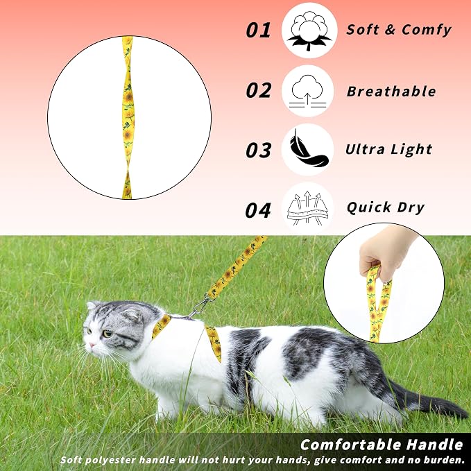 Cat Harness and Leash Set, Adjustable Kitten Harness Escape Proof Cats Harness - Image 3