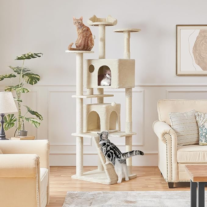 Yaheetech XL Cat Tree, 80in Multi-Level Cat Tower w/Scratching Posts, Double - Image 2