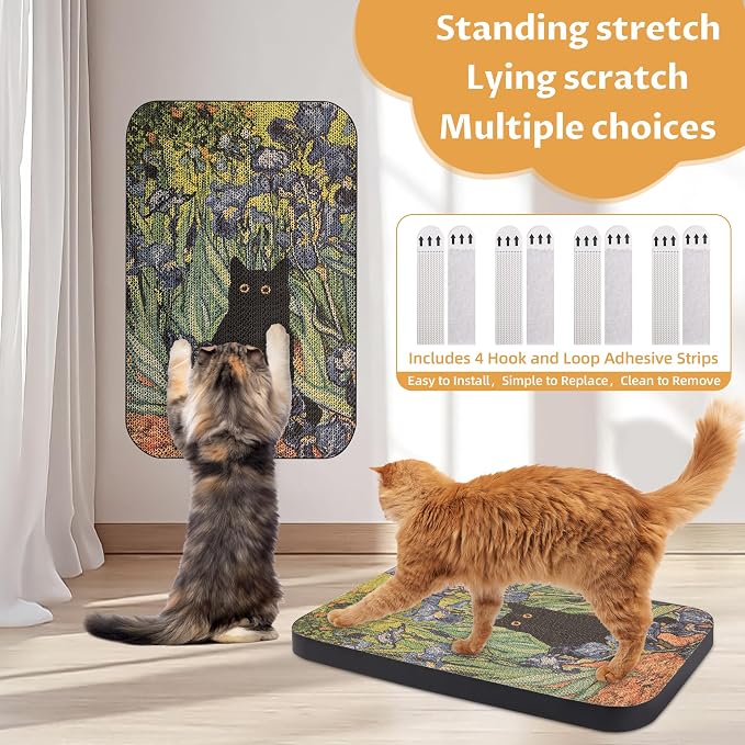 Art Cat Scratcher, Wall-Mountable Cat Scratching Board, Cat Wall Scratcher - Image 3