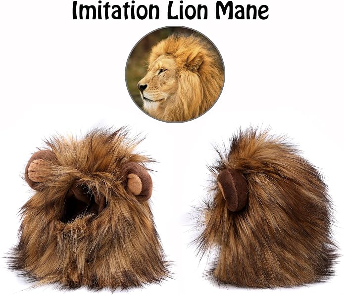 Onmygogo Lion Mane Wig for Cats and Dogs, Funny Pet Cat Costumes for Halloween - Image 2