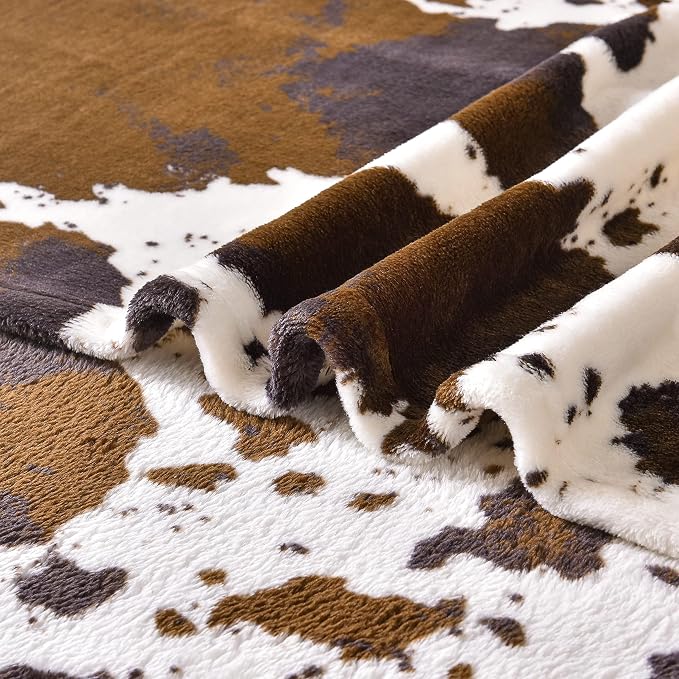 Bnuitland Brown Cow Print Blanket, Large Size 108x90 Inches - Image 7