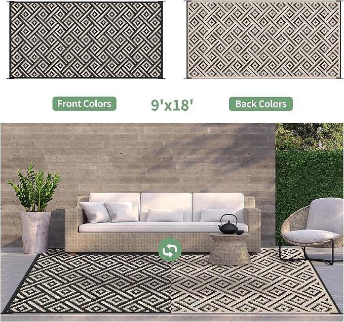 GENIMO Outdoor Rug for Patio Clearance, Reversible Plastic Straw Rugs for RV - Image 4