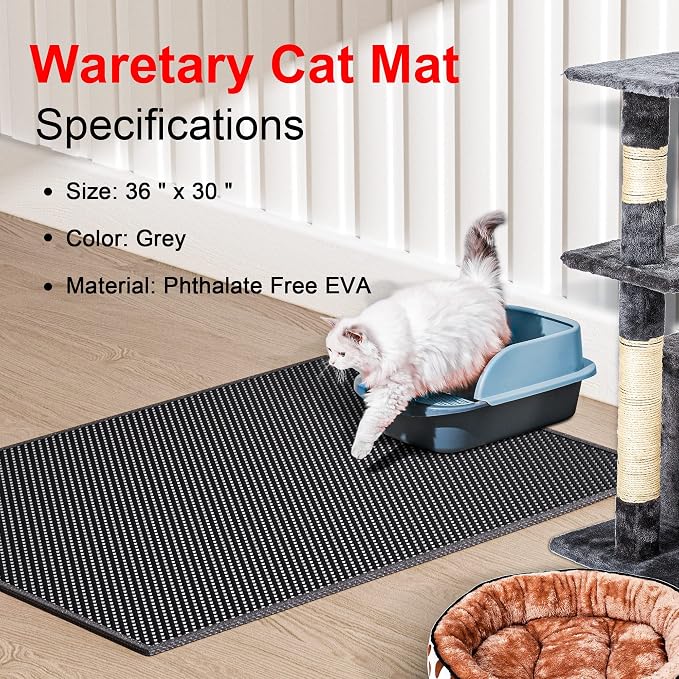 Cat Litter Box Mat: 36"x 30" Waterproof Kitty Cat Litter Trapping Mat, - Image 2