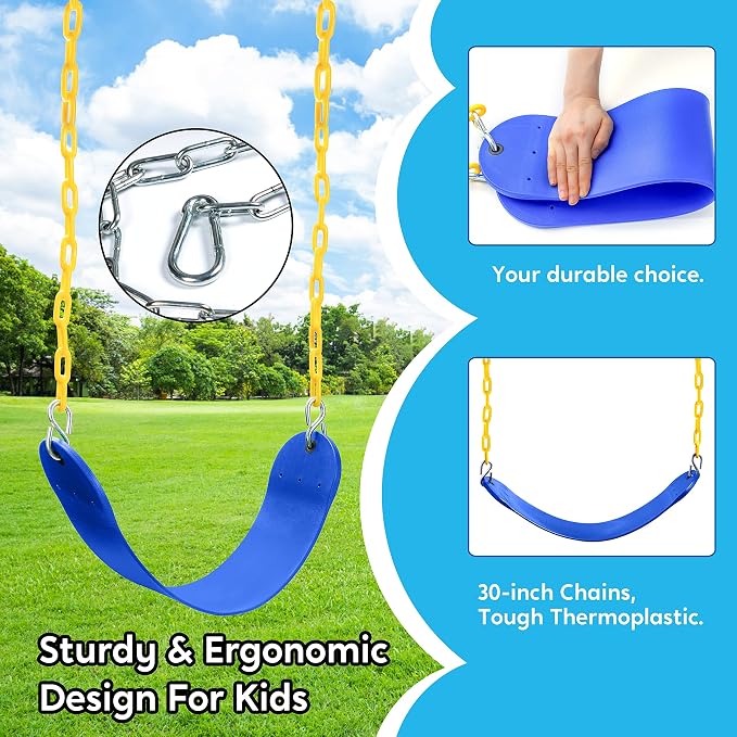 TURFEE 2 Pack Swing for Outdoor Swing Set, Swing Seat Replacement Kit - Image 3