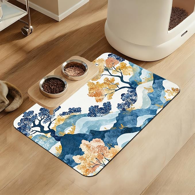Japanese Wave Tree Dog Food Mat–Christmas Stocking Absorbent Quick Dry Feeding by LUTASER