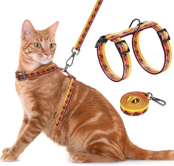 Cat Harness and Leash Set, Adjustable Kitten Harness Escape Proof Cats Harness by Seyezo