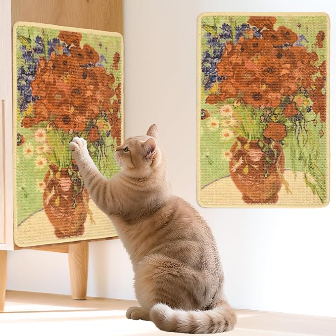 Sisal Cat Scratcher Mat, Cat Wall Scratcher by LESISSMER