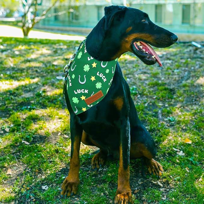 Realeaf St. Patrick's Day Dog Bandanas 2 Pack, Reversible Green Dog Scarf - Image 6