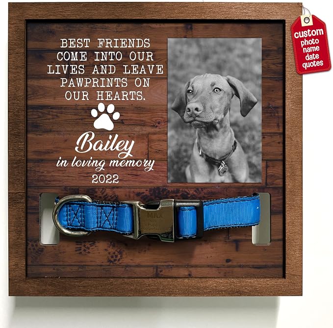Personalized Dog Collar Frame Memorial Pet Loss Sign Dog & Cat Lover Ever Gifts by Bfigift