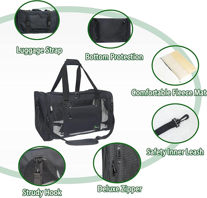 Soft-Sided Pet Carrier for Cats Small Dogs of 15 Lbs Medium Black - Image 5