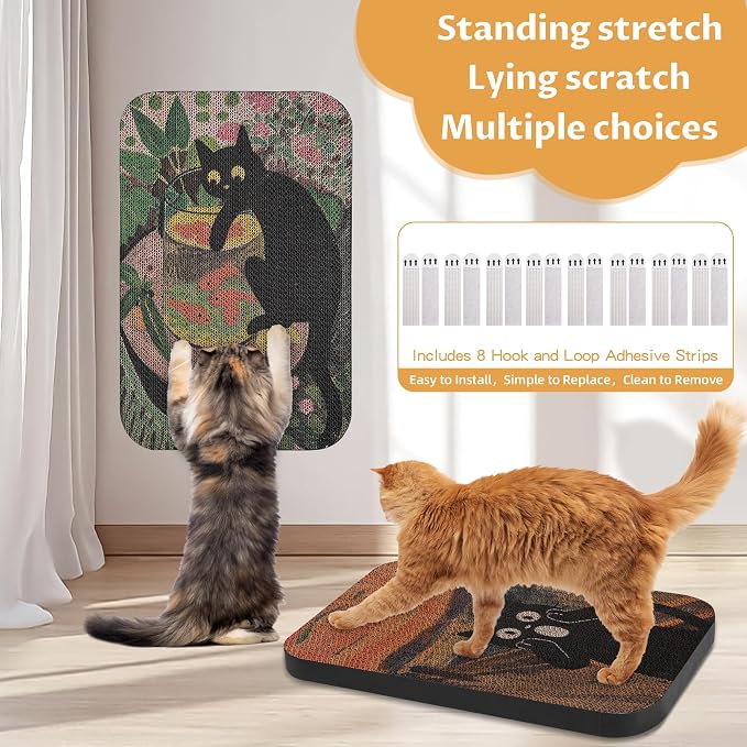 2 Packs Art Cat Wall-Mountable Scratching Board 16.7x11x1 Inch Cat Wall Scratch - Image 3